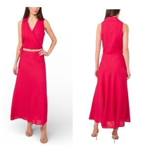1 State Nordstrom Hot Pink Linen maxi skirt size 12